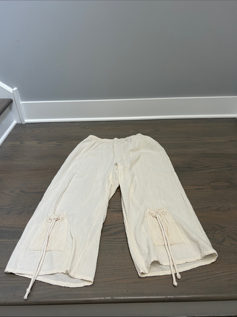 Oh My Gauze! Cream Wide-Leg Cotton Pants